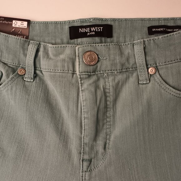 NWT Nine West Jeans Gramercy Skinny Ankle Mid Rise Green Color - Picture 3 of 10
